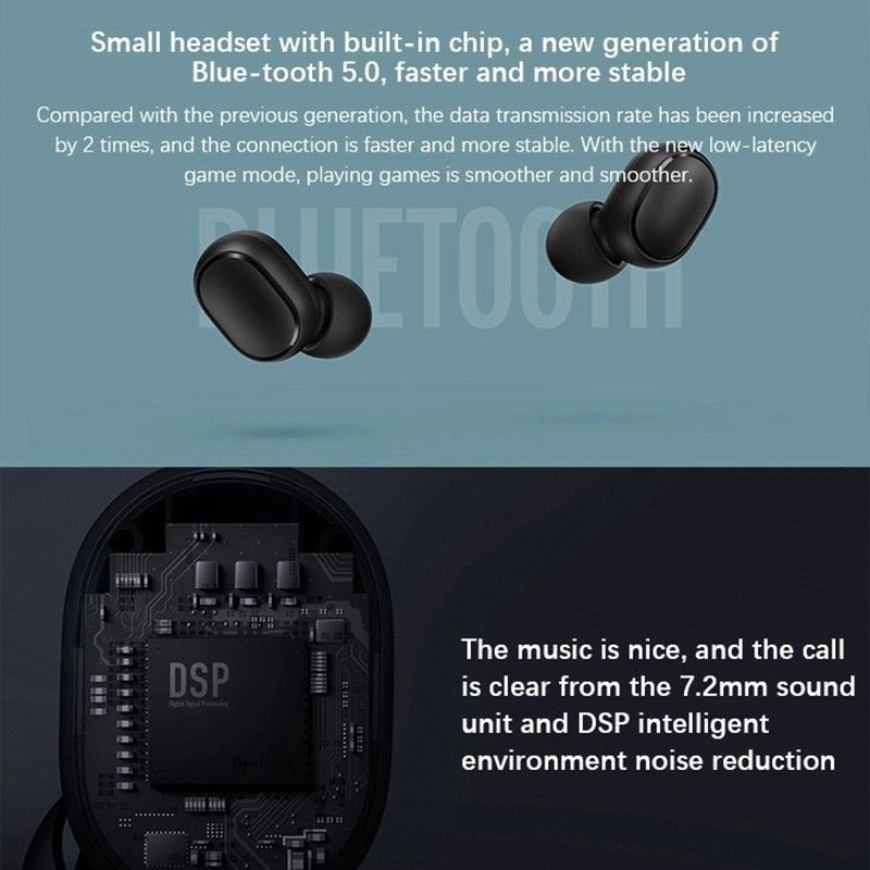 New Air Pro Earbuds with Mic Redmi Airdots 2 Wireless Headphones for Xiaomi Wireless Bluetooth Headset Fone Bluetooth Earphones