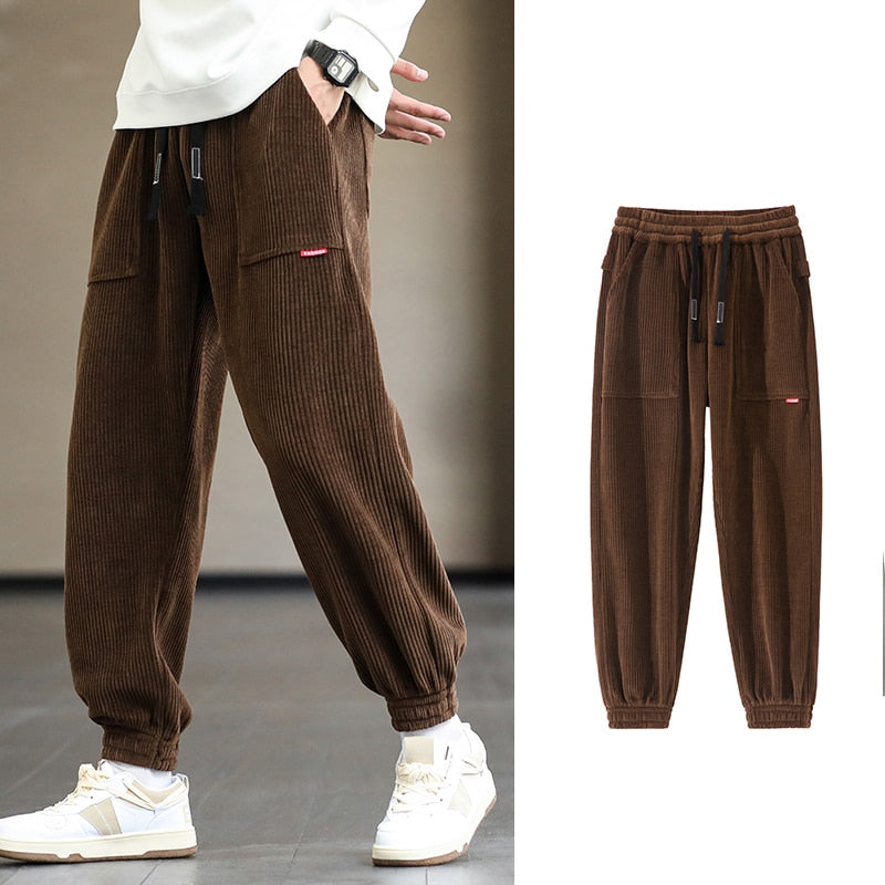 2022 New Autumn Winter Corduroy Sweatpants Men Baggy