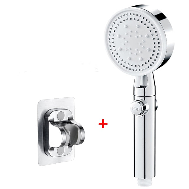 High Pressure Shower Head 5 Modes Adjustable Showerheads with Hose Water Saving One-Key Stop Spray Nozzle Bathroom Accessories