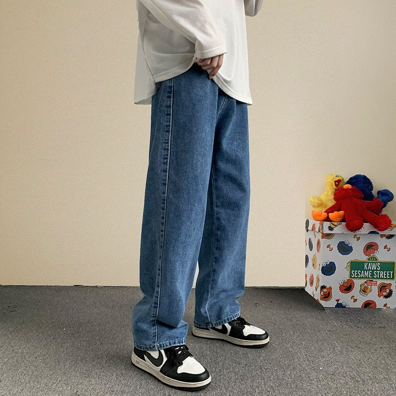 2021 Autumn New Streetwear Baggy Jeans Men Korean