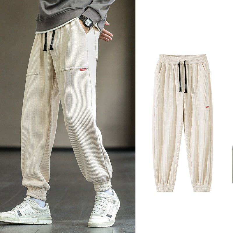 2022 New Autumn Winter Corduroy Sweatpants Men Baggy