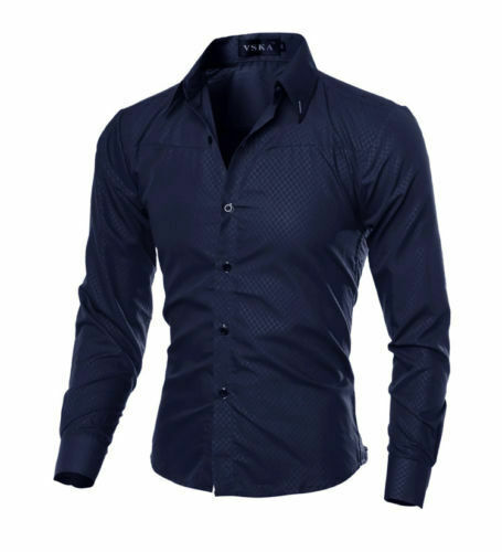 Men's Luxury Casual Formal Shirt Long Sleeve Slim Fit Business Dress Shirts Tops