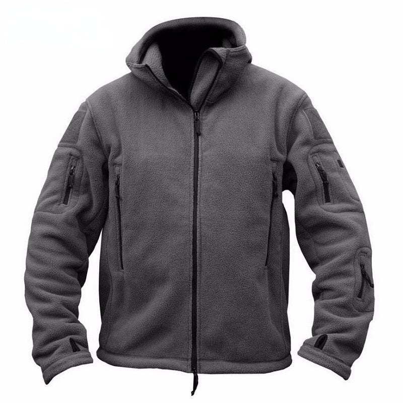 Men Jacket Winter Thermal Fleece Zip Up Outdoors Sports Hooded Coats Windproof Hiking Outdoor Army Jackets