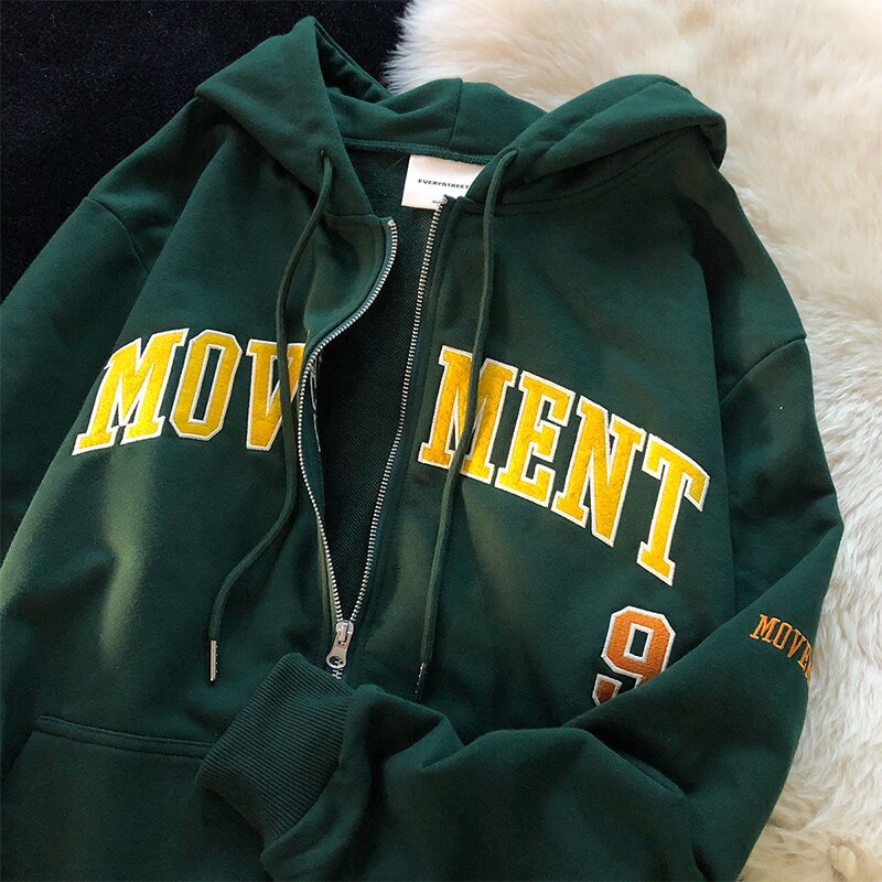 Y2k Vintage Women Hoodies Harajuku Printed Zip Up Grunge Sweatshirt Hip Hop Gothic Long Sleeve Oversized Jacket Coat Streetwear