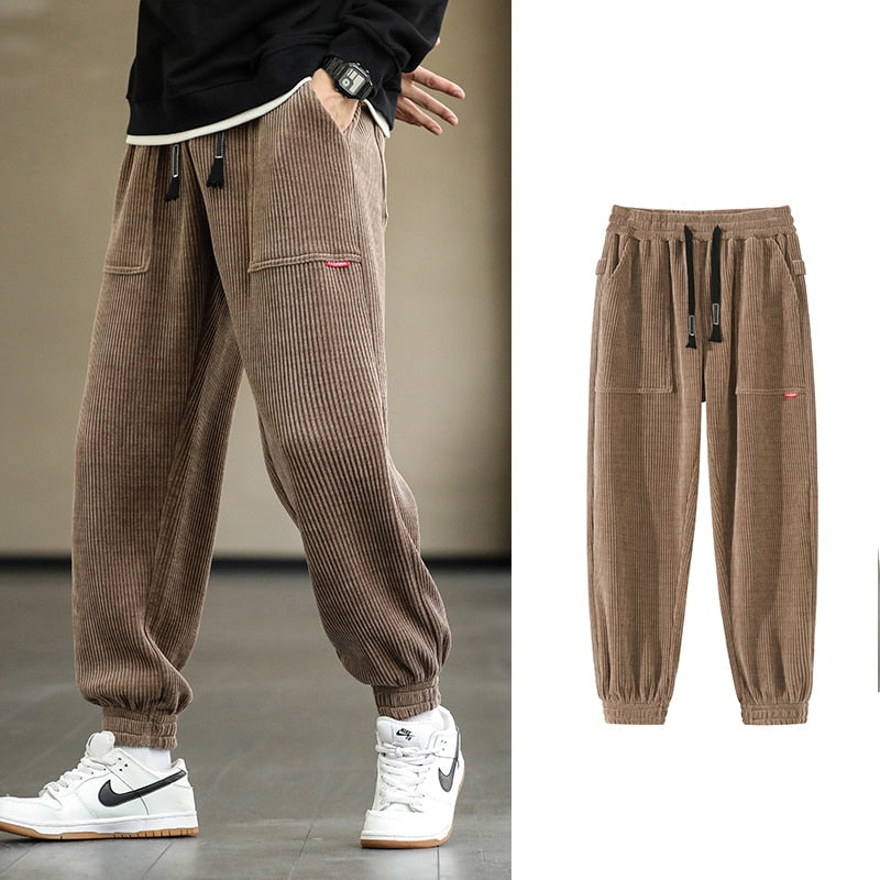 2022 New Autumn Winter Corduroy Sweatpants Men Baggy