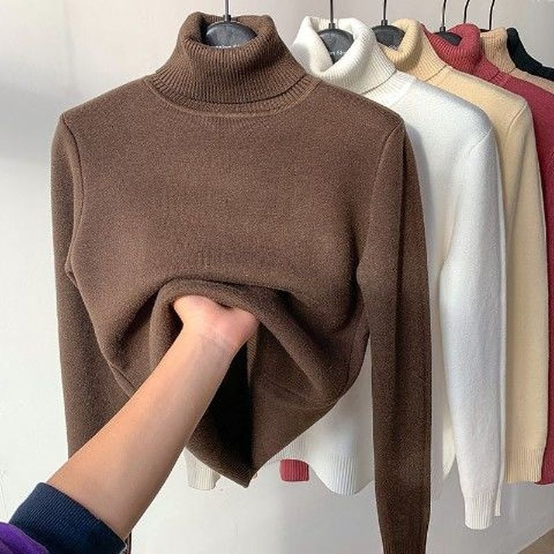 Turtle Neck Winter Sweater Women Elegant Thick Warm Female Knitted Pullover Loose Basic Knitwear Jumper Drop Shipping