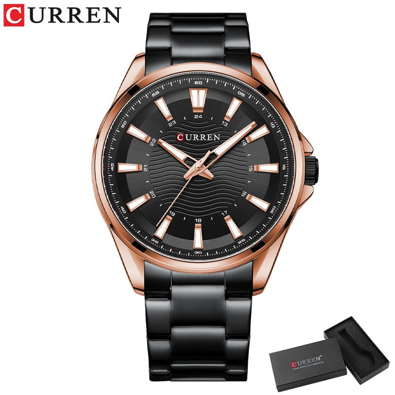 CURREN Classic Simple Stainless Steel Quartz Wristwatches Fashion Brand Men's Watches with Luminous Hands