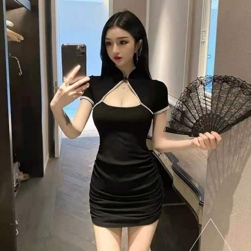 2023 New Vintage Black Bandage Sexy Dress