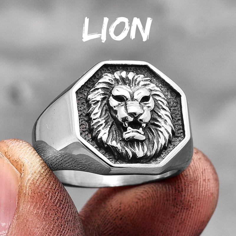 Lion King Animal Stainless Steel Mens Womens Rings Punk Trendy Unique for Couple Male Biker Jewelry Creativity Gift Wholesale