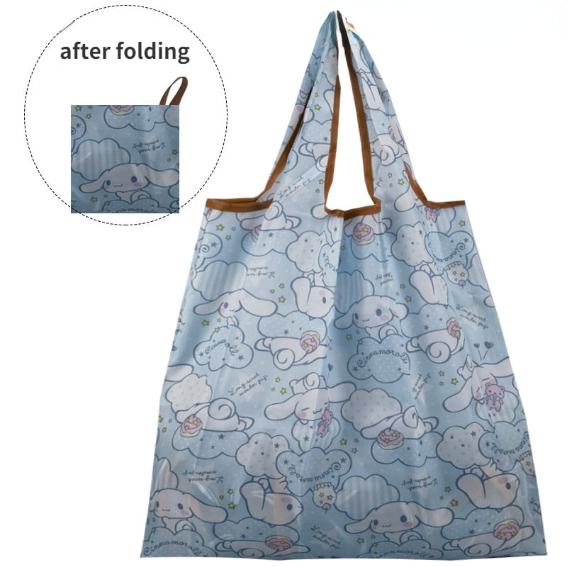 Snoopy Hello Kitty Cinnamoroll Large Storage Bag Foldable Waterproof Eco Bag Oxford Bag Daily Necessities