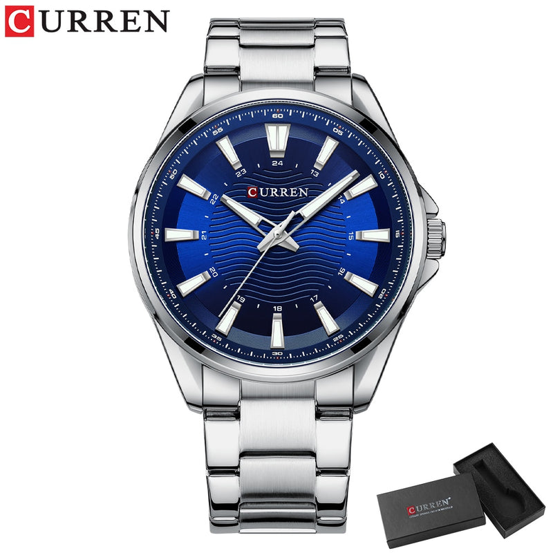 CURREN Classic Simple Stainless Steel Quartz Wristwatches Fashion Brand Men's Watches with Luminous Hands