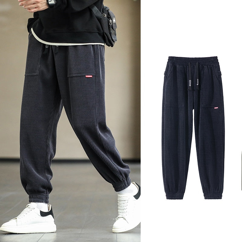 2022 New Autumn Winter Corduroy Sweatpants Men Baggy