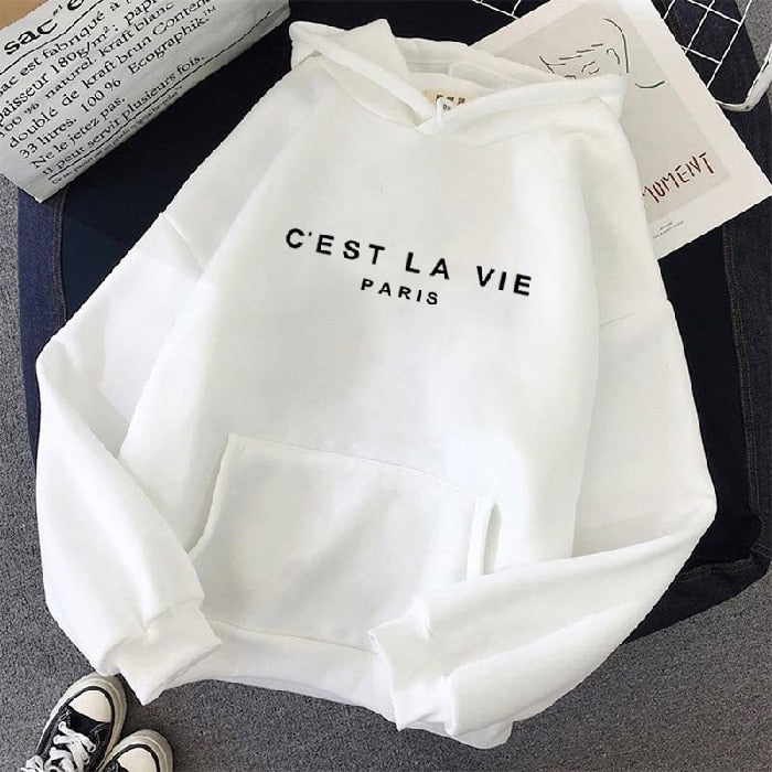 Streetwear Hoodies Letter Printed Women Sweatshirt Autumn Winter Long Sleeve Harajuku Pullovers Hooded Sweater sudadera mujer