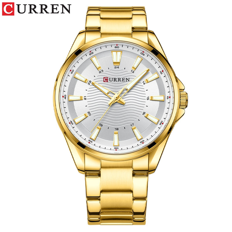 CURREN Classic Simple Stainless Steel Quartz Wristwatches Fashion Brand Men's Watches with Luminous Hands