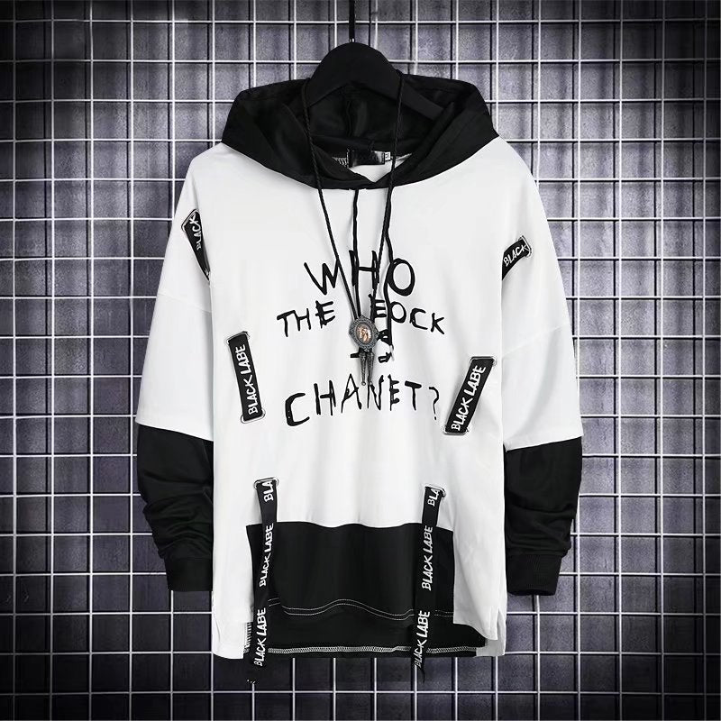 Autumn Men's Hoodie Sweatshirt Casual Black Hoodies Tops Techwear Hip Hop Harajuku Patchwork Japanese Streetwear Men 3XL