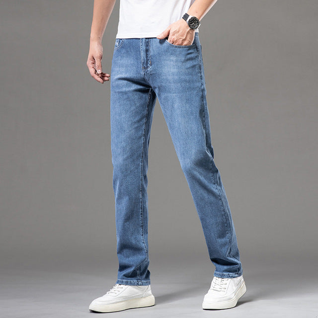 Summer Denin Jeans Mens Thin White Polished Slim Jeans High Quality