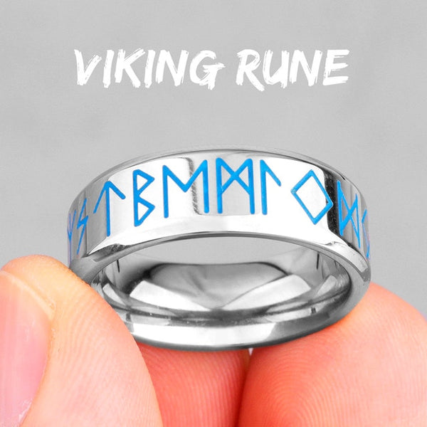 Viking Rune Spin Luminous Stainless Steel Mens Rings Simple Retro Unique For Male Boyfriend Jewelry Creativity Gift Wholesale