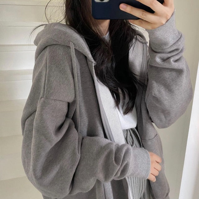 Women Embroidery Hoodies Goth Retro High Street Zip Up Loose Jacket Coats Casual Harajuku Hip Hop Hooded Sweatshirts Y2k Clothes