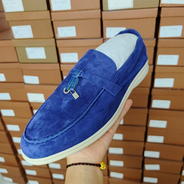 Loafers Suede Leather Flat Walking Shoes 2023