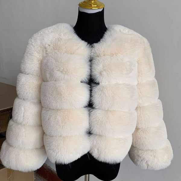 Women's Fashion faux fur coat super hot Autumn Winter women short Faux fox fur fluffy jacket high quality 7xl Ladies furry coats