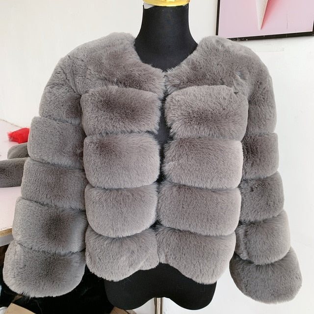 Women's Fashion faux fur coat super hot Autumn Winter women short Faux fox fur fluffy jacket high quality 7xl Ladies furry coats