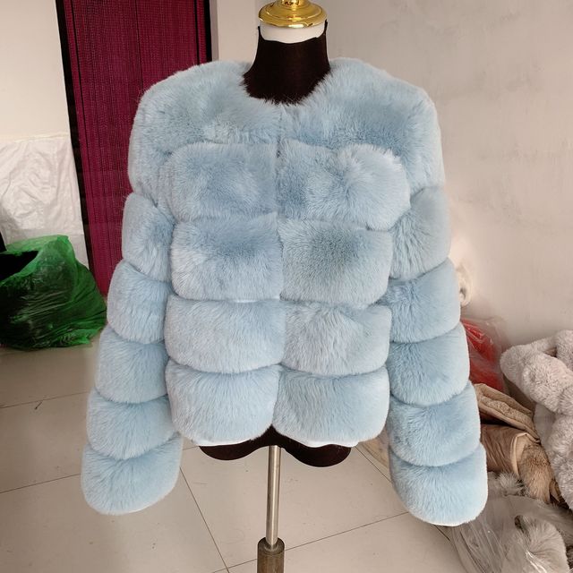 Women's Fashion faux fur coat super hot Autumn Winter women short Faux fox fur fluffy jacket high quality 7xl Ladies furry coats