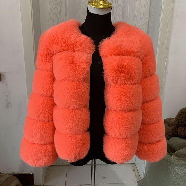 Women's Fashion faux fur coat super hot Autumn Winter women short Faux fox fur fluffy jacket high quality 7xl Ladies furry coats