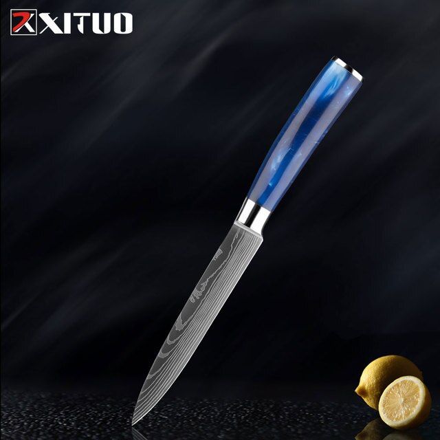 XITUO Kitchen Knife Set Japanese Chef Knives 7CR17 Stainless Steel Damascus Laser Slicing Santoku Cleaver 1-10pc Kitchen Knifes